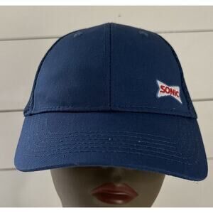 Sonic Blue Fast Food Service Uniform Padded Mesh Snapback Hat Adult OSFA